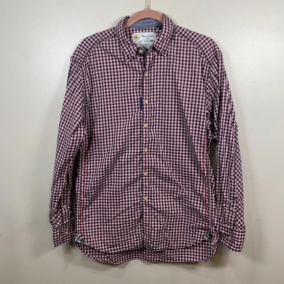 Robert Graham Button Up Shirt Size Medium Pink Black Gingham Plaid Check Preppy - Picture 1 of 12